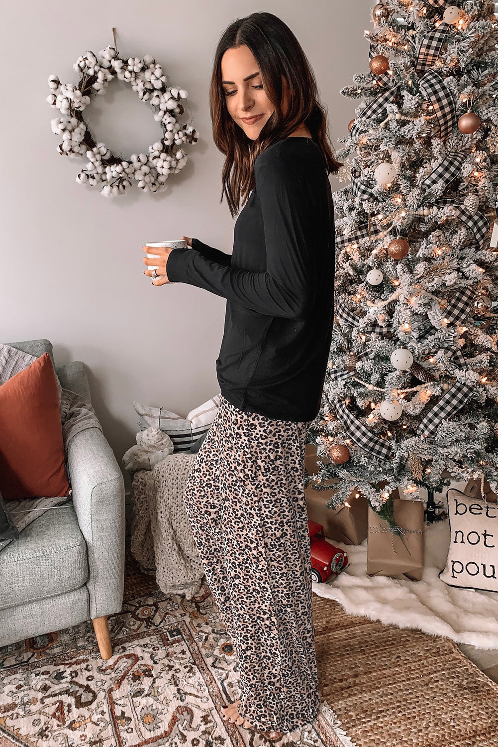 Long Sleeve Top and Leopard Print Pants Lounge Set - Premium Loungewear from Momma Done Gone Crafty- Just $24.00! Shop now at Momma Done Gone Crafty