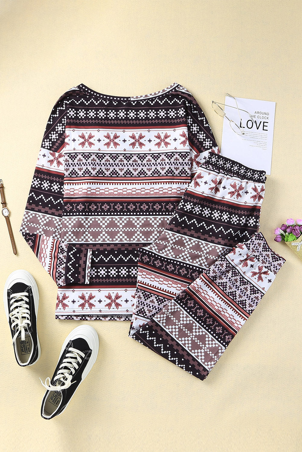 Black Christmas Snowflake Print Long Sleeve and Joggers Lounge Set - Premium Loungewear from Momma Done Gone Crafty- Just $17.97! Shop now at Momma Done Gone Crafty