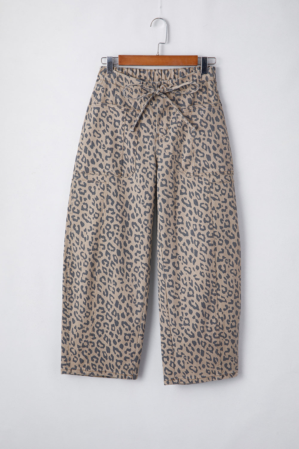 Khaki Leopard Printed Drawstring Waist Pocketed Wide Leg Jeans - Premium Bottoms/Jeans from Ashes 2 Wildflowers Boutique, LLC- Just $45.99! Shop now at Ashes 2 Wildflowers Boutique, LLC