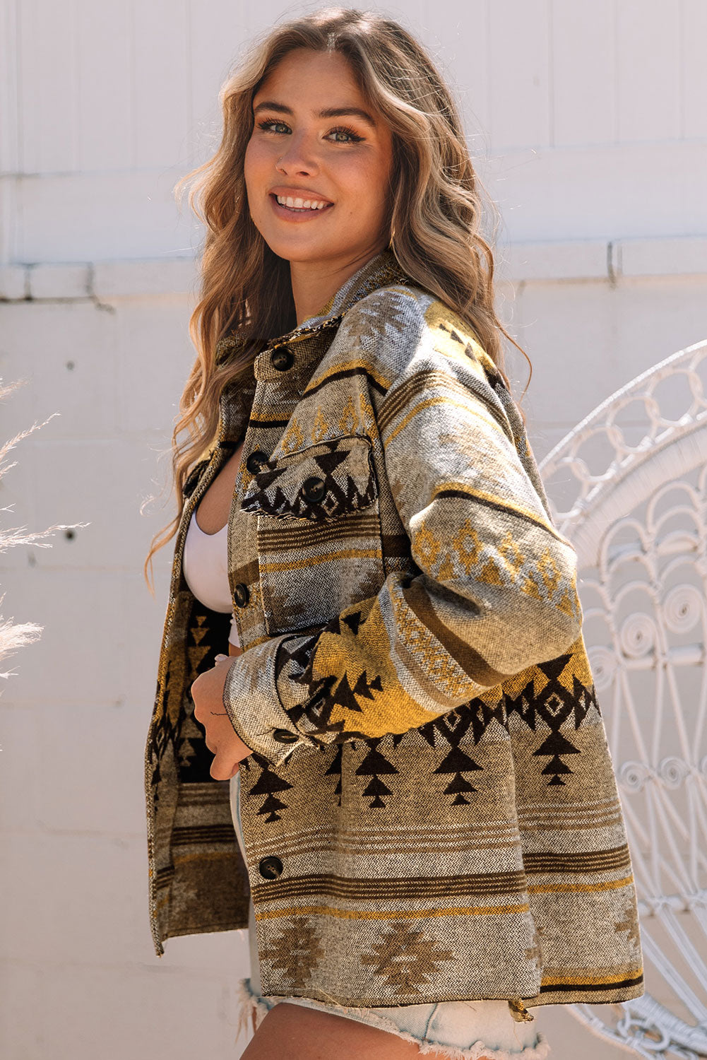 Brown Western Aztec Print Jacket - Premium Outerwear from Momma Done Gone Crafty- Just $50.40! Shop now at Momma Done Gone Crafty