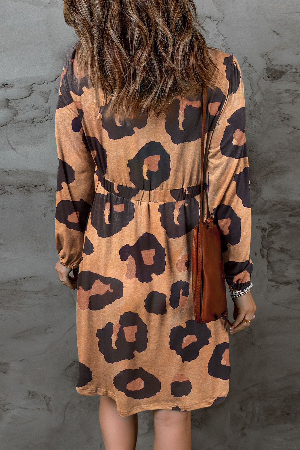 Leopard Print Button Front Bubble Sleeve Loose Knit Dress - Premium Dresses from Momma Done Gone Crafty- Just $40.80! Shop now at Momma Done Gone Crafty