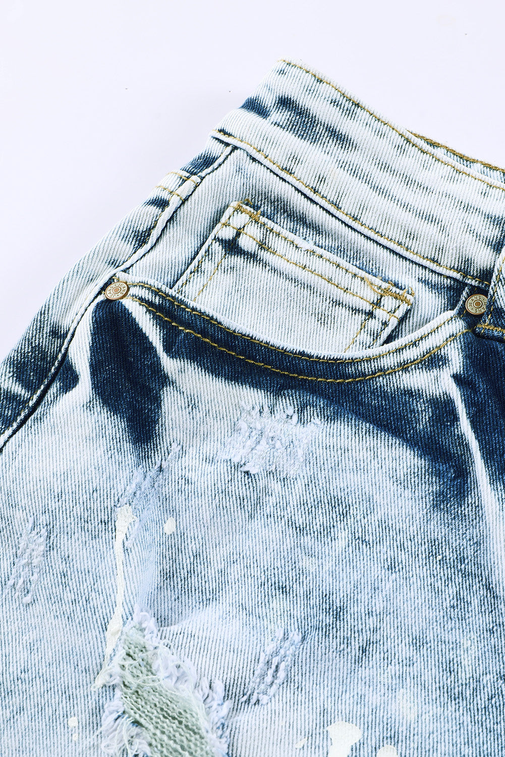 Sky Blue Distressed Bleached Denim Shorts - Premium Bottoms from Momma Done Gone Crafty- Just $30.00! Shop now at Momma Done Gone Crafty