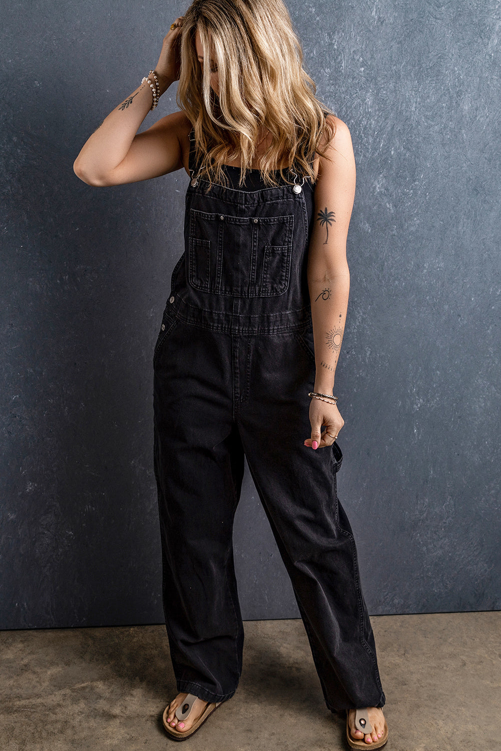 Black Adjustable Buckle Straps Multi Pocket Denim Overalls - Premium Bottoms/Jumpsuits & Rompers from Momma Done Gone Crafty- Just $62.99! Shop now at Momma Done Gone Crafty