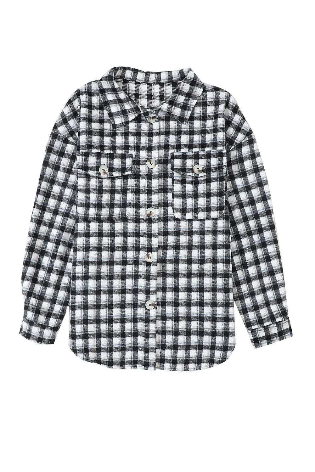 Black Plaid Print Chest Pockets Buttoned Tunic Shacket - Premium Outerwear from Momma Done Gone Crafty- Just $40! Shop now at Momma Done Gone Crafty