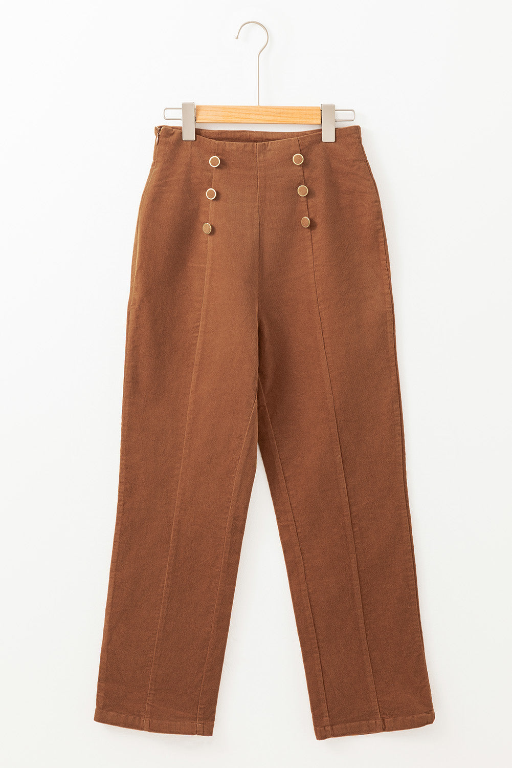 Chestnut Solid Color Double Breasted Straight Leg Pants - Premium Bottoms/Pants & Culotte from Momma Done Gone Crafty- Just $31.05! Shop now at Momma Done Gone Crafty