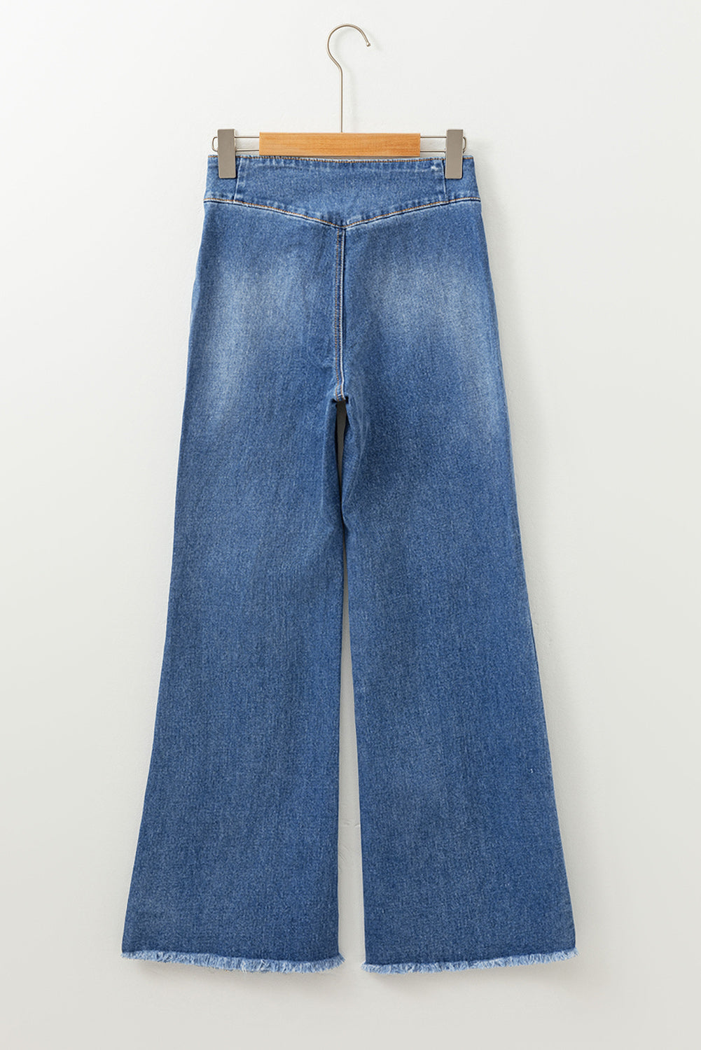 Sail Blue High Waist Button Fly Seamed Raw Hem Flare Jeans - Premium Bottoms/Jeans from Momma Done Gone Crafty- Just $35.10! Shop now at Momma Done Gone Crafty