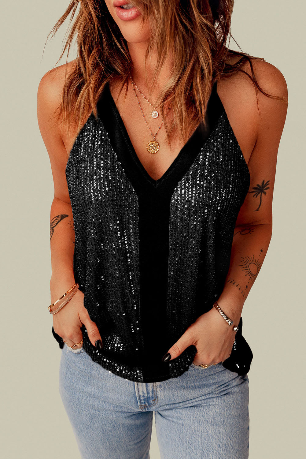 Black Sequin Racerback Tank - Premium Tops from Momma Done Gone Crafty- Just $49.20! Shop now at Momma Done Gone Crafty