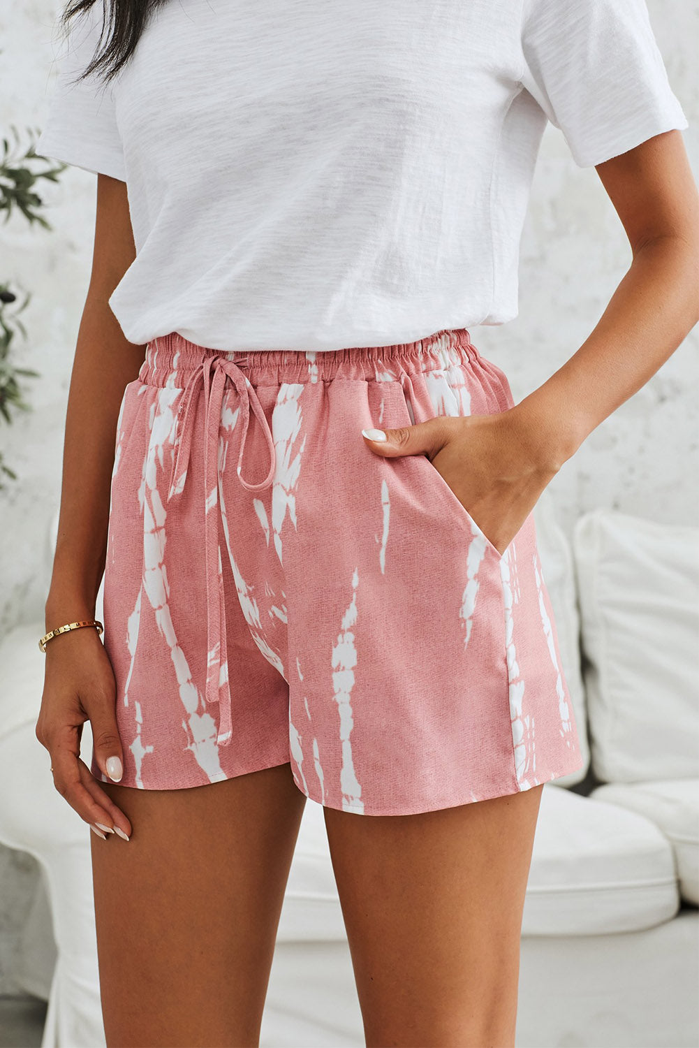 Pink Tie Dye Drawstring Casual Shorts - Premium Bottoms from Momma Done Gone Crafty- Just $44.10! Shop now at Momma Done Gone Crafty