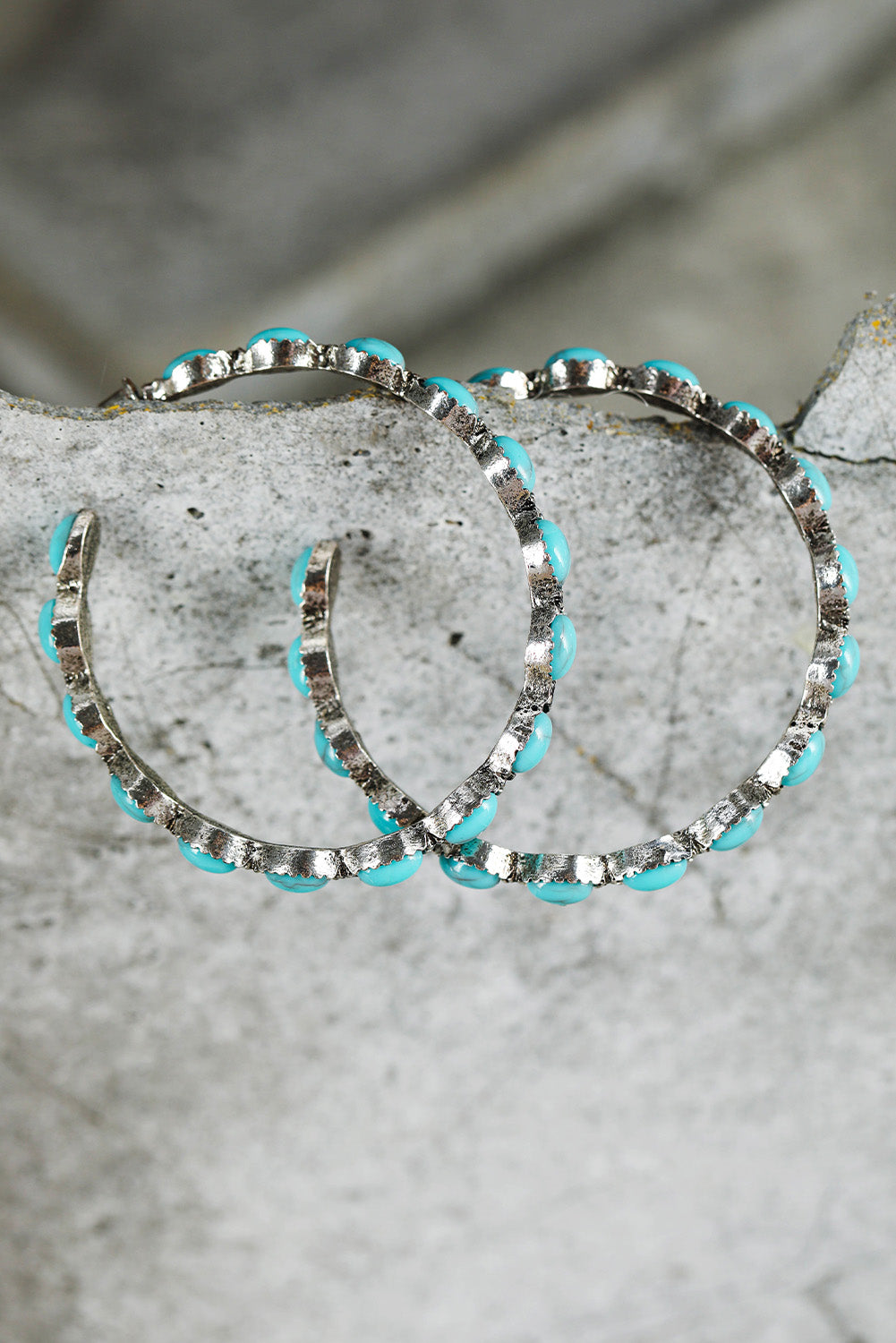 Sky Blue Gem Inlay Retro C-shape Earrings - Premium Accessories/Jewelry from Momma Done Gone Crafty- Just $8.99! Shop now at Momma Done Gone Crafty