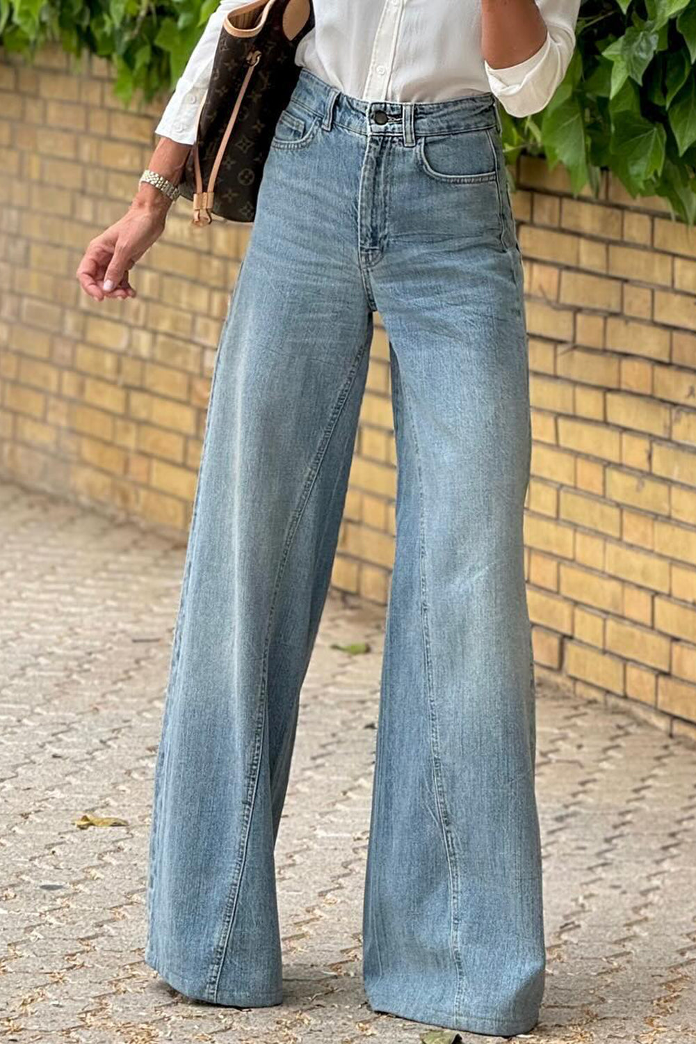 Dusk Blue Acid Wash Extra Wide Leg High Waist Long Jeans - Premium Bottoms/Jeans from Momma Done Gone Crafty- Just $39.45! Shop now at Momma Done Gone Crafty