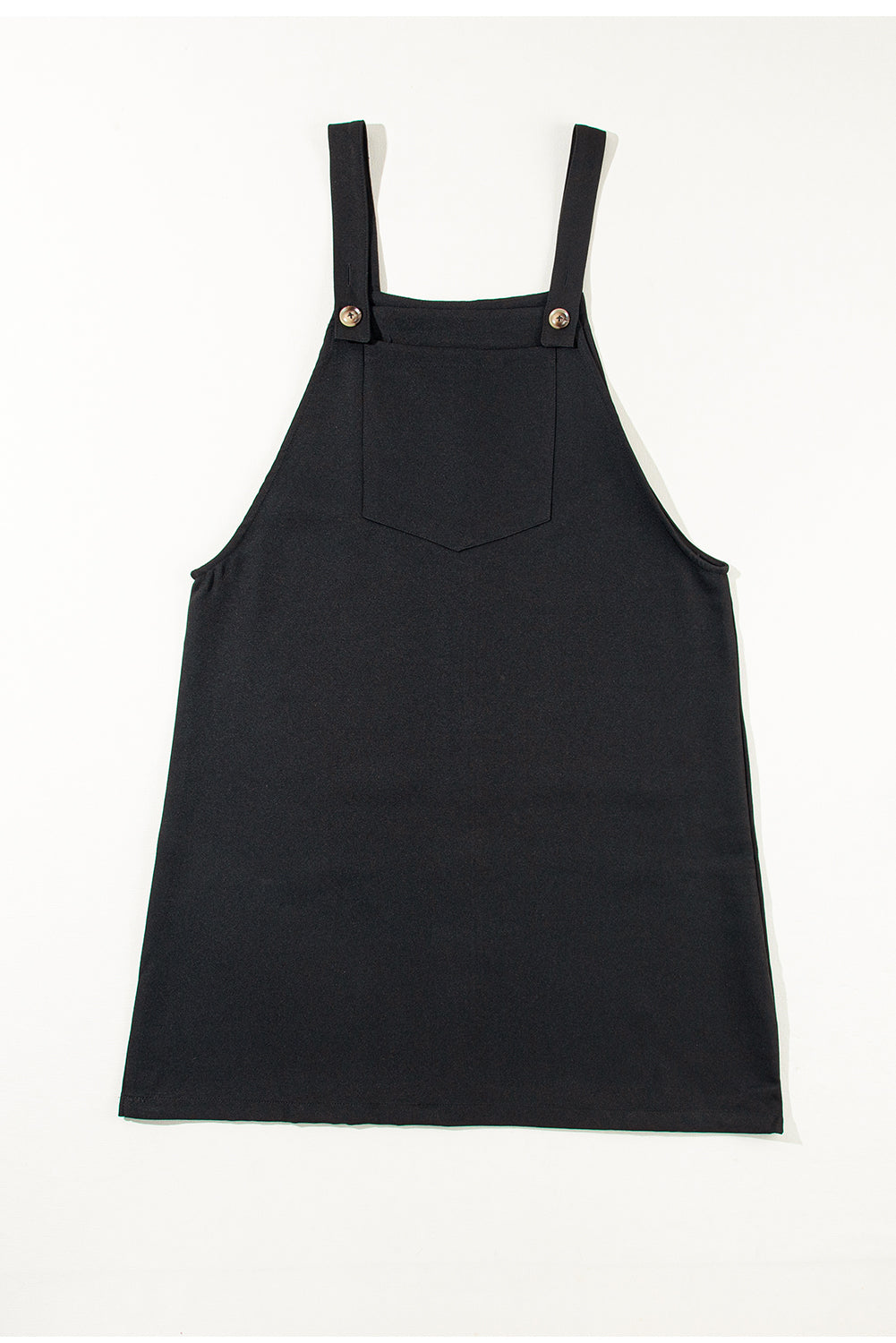 Black Solid Buttoned Straps Plus Size Overall Dress - Premium Plus Size/Plus Size Dresses/Plus Size Mini Dresses from Momma Done Gone Crafty- Just $29.67! Shop now at Momma Done Gone Crafty
