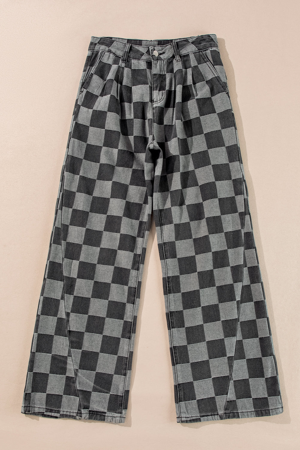 Dark Grey Checkered Denim Wide Leg Jeans - Premium Bottoms/Jeans from Momma Done Gone Crafty- Just $36.30! Shop now at Momma Done Gone Crafty