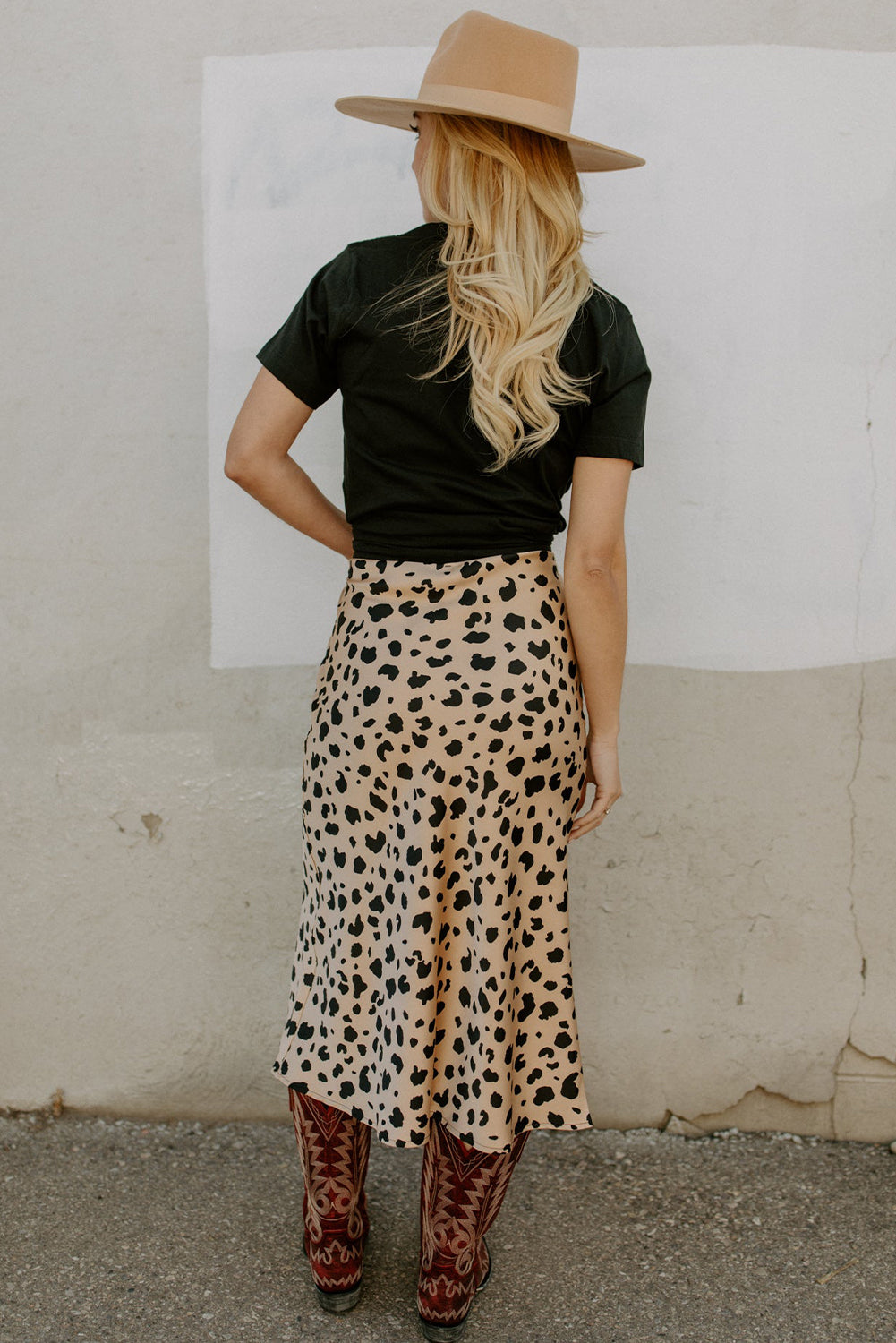 Khaki Leopard Spots Printed Split Hem Midi Skirt - Premium Bottoms/Skirts & Petticoat from Ashes 2 Wildflowers Boutique, LLC- Just $14.55! Shop now at Ashes 2 Wildflowers Boutique, LLC