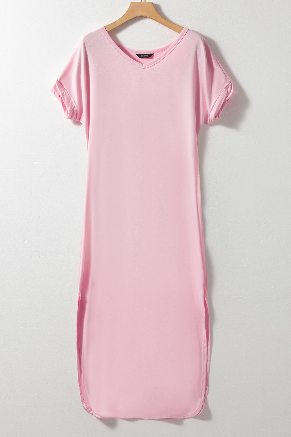 Pink V Neck Hidden Pocket Splits Maxi T-shirt Dress - Premium Dresses/T Shirt Dresses from Ashes 2 Wildflowers Boutique, LLC- Just $20.31! Shop now at Ashes 2 Wildflowers Boutique, LLC