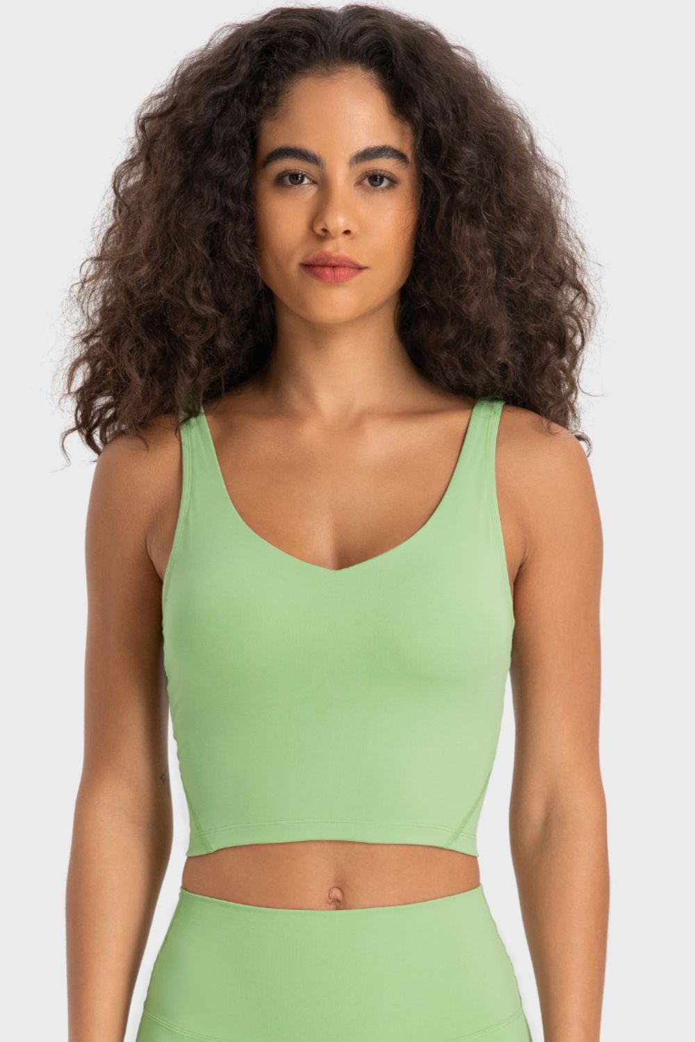 Deep V-Neck Crop Sports Bra - Premium from Momma Done Gone Crafty- Just $25.99! Shop now at Momma Done Gone Crafty