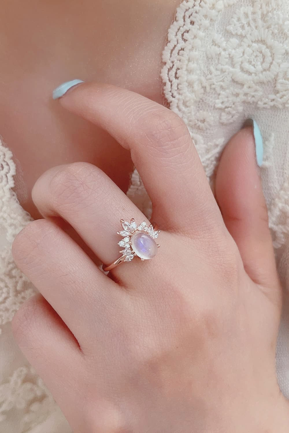 High Quality Natural Moonstone 18K Rose Gold-Plated 925 Sterling Silver Ring - Premium from Momma Done Gone Crafty- Just $49.99! Shop now at Momma Done Gone Crafty