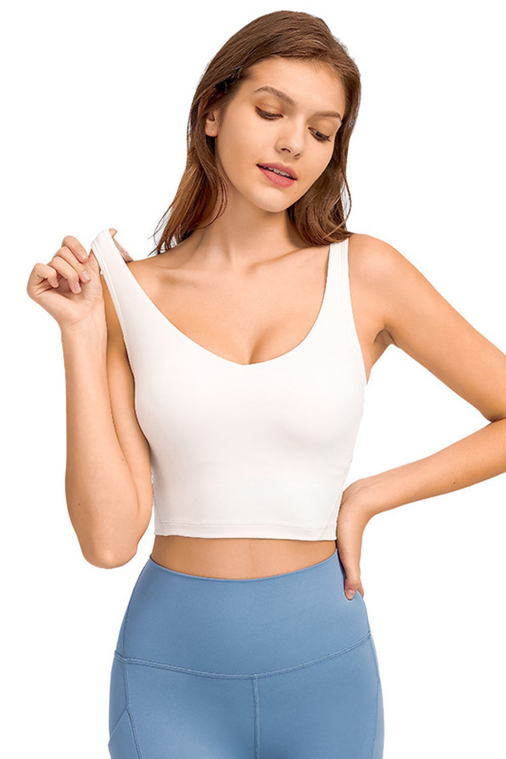 Deep V-Neck Crop Sports Bra - Premium from Momma Done Gone Crafty- Just $25.99! Shop now at Momma Done Gone Crafty