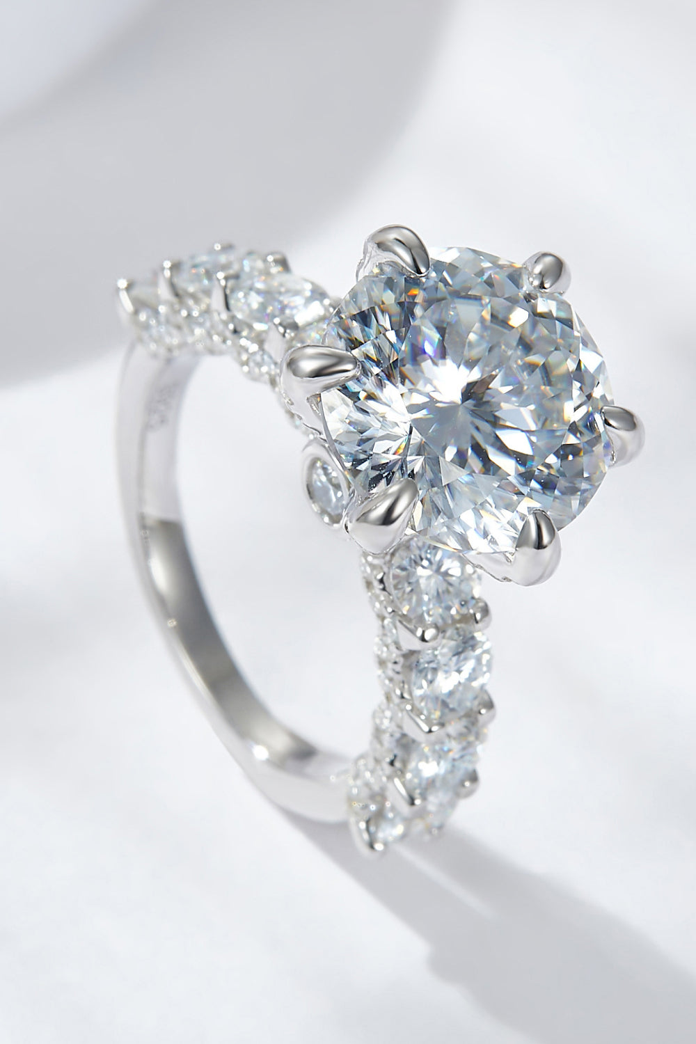 3-Carat Moissanite Platinum-Plated Side Stone Ring - Premium from Momma Done Gone Crafty- Just $261.99! Shop now at Momma Done Gone Crafty