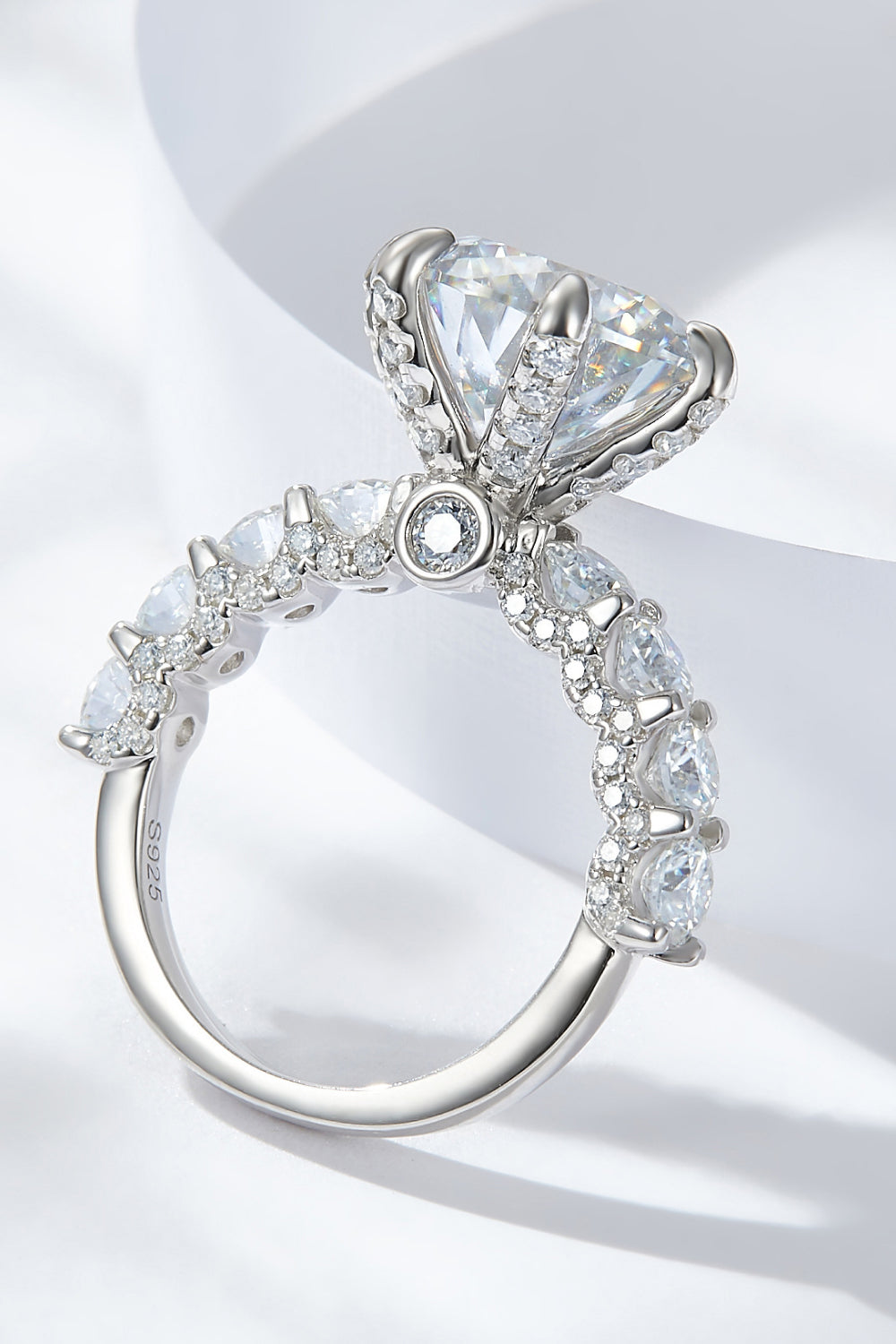 3-Carat Moissanite Platinum-Plated Side Stone Ring - Premium from Momma Done Gone Crafty- Just $261.99! Shop now at Momma Done Gone Crafty