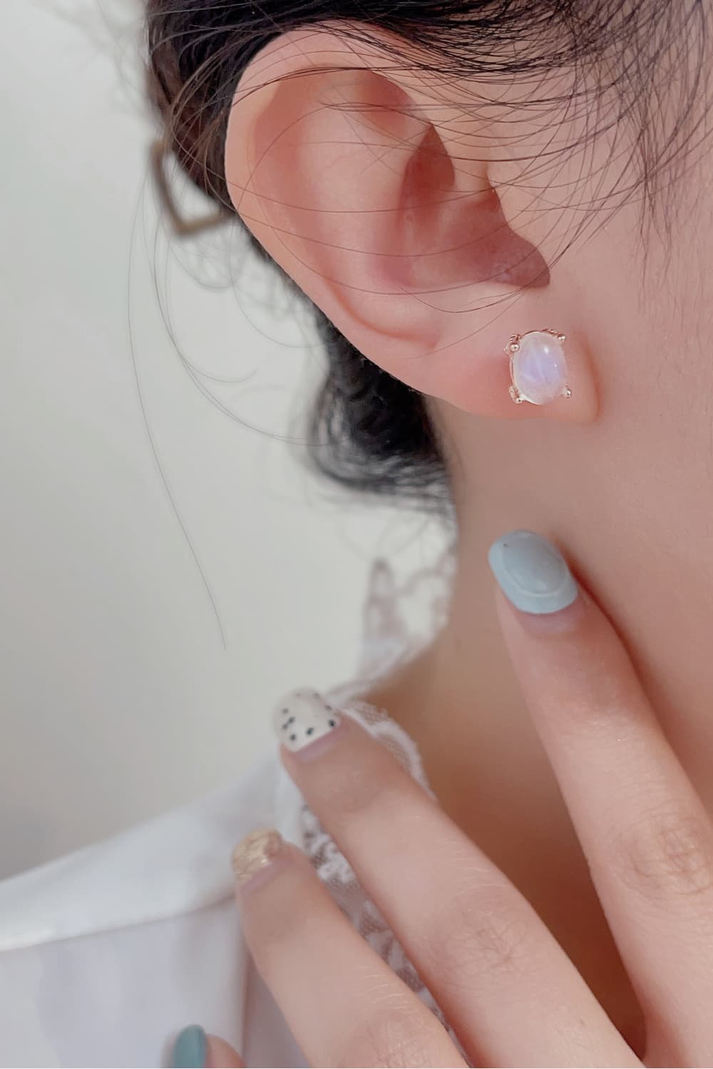 High Quality Natural Moonstone 925 Sterling Silver Stud Earrings - Premium from Momma Done Gone Crafty- Just $51.99! Shop now at Momma Done Gone Crafty