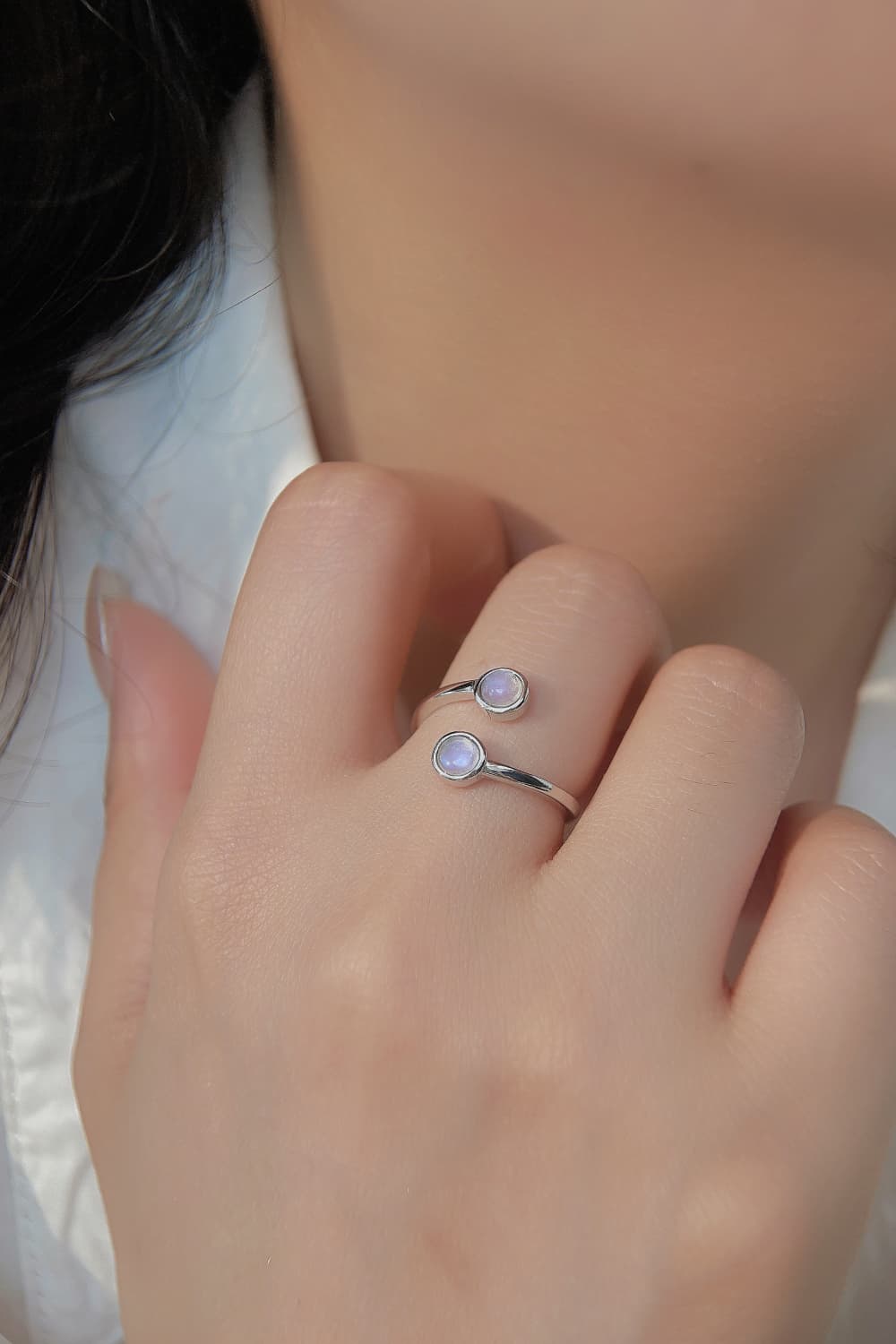 High Quality Natural Moonstone 925 Sterling Silver Toi Et Moi Ring - Premium from Momma Done Gone Crafty- Just $45.99! Shop now at Momma Done Gone Crafty