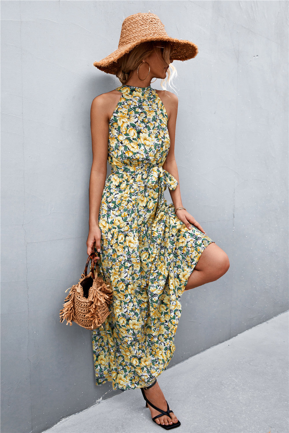 Printed Sleeveless Tie Waist Maxi Dress - Premium from Momma Done Gone Crafty- Just $45.99! Shop now at Momma Done Gone Crafty