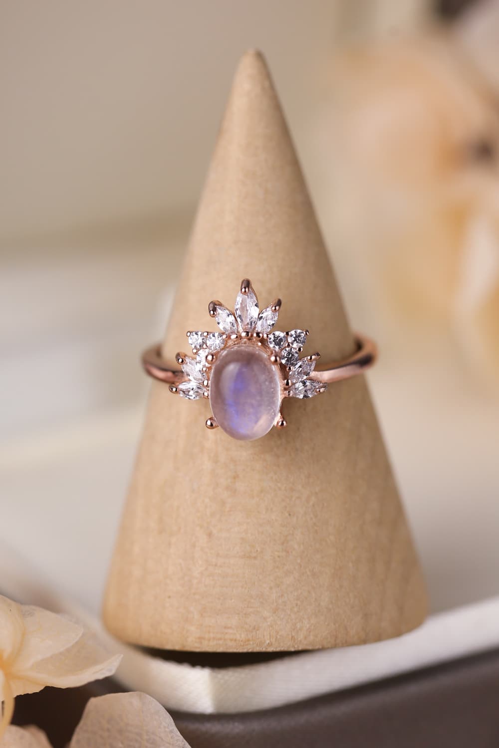 High Quality Natural Moonstone 18K Rose Gold-Plated 925 Sterling Silver Ring - Premium from Momma Done Gone Crafty- Just $49.99! Shop now at Momma Done Gone Crafty