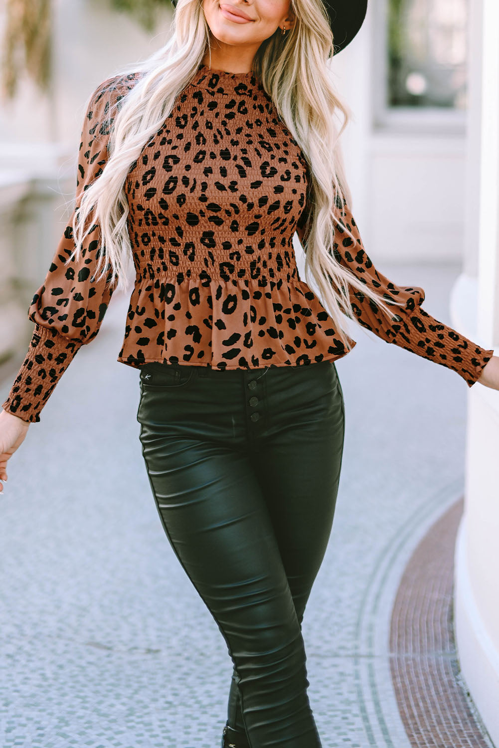 Leopard Smocked Peplum Top - Premium from Momma Done Gone Crafty- Just $38.99! Shop now at Momma Done Gone Crafty