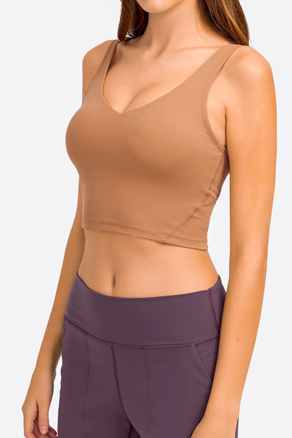 Deep V-Neck Crop Sports Bra - Premium from Momma Done Gone Crafty- Just $29.99! Shop now at Momma Done Gone Crafty
