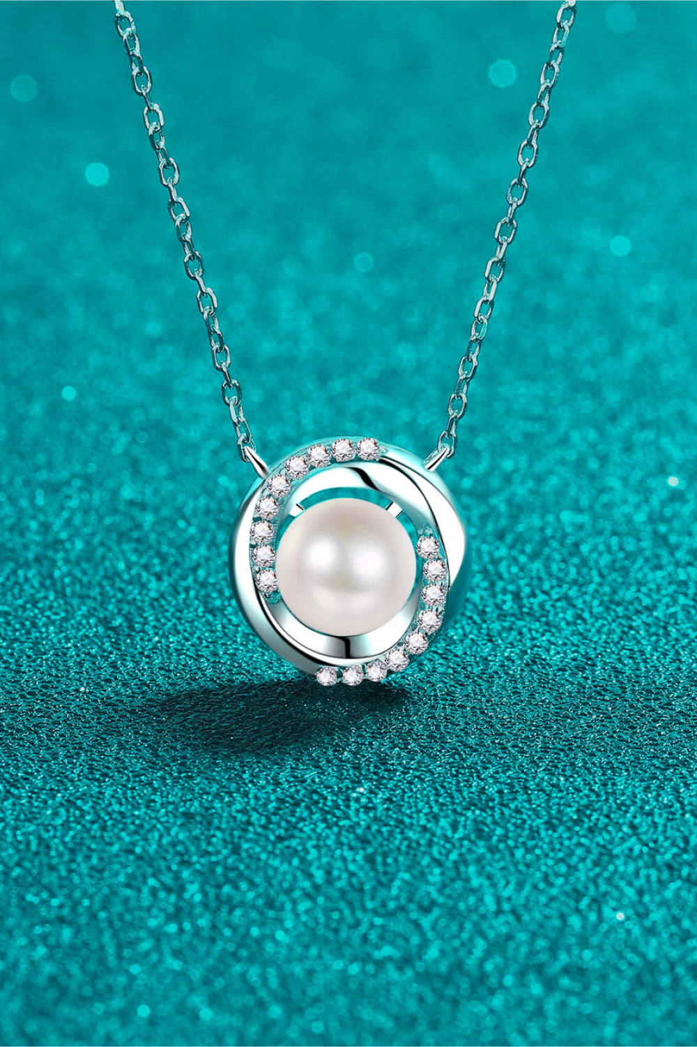 Moissanite Pearl Rhodium-Plated Necklace - Premium from Momma Done Gone Crafty- Just $79.99! Shop now at Momma Done Gone Crafty