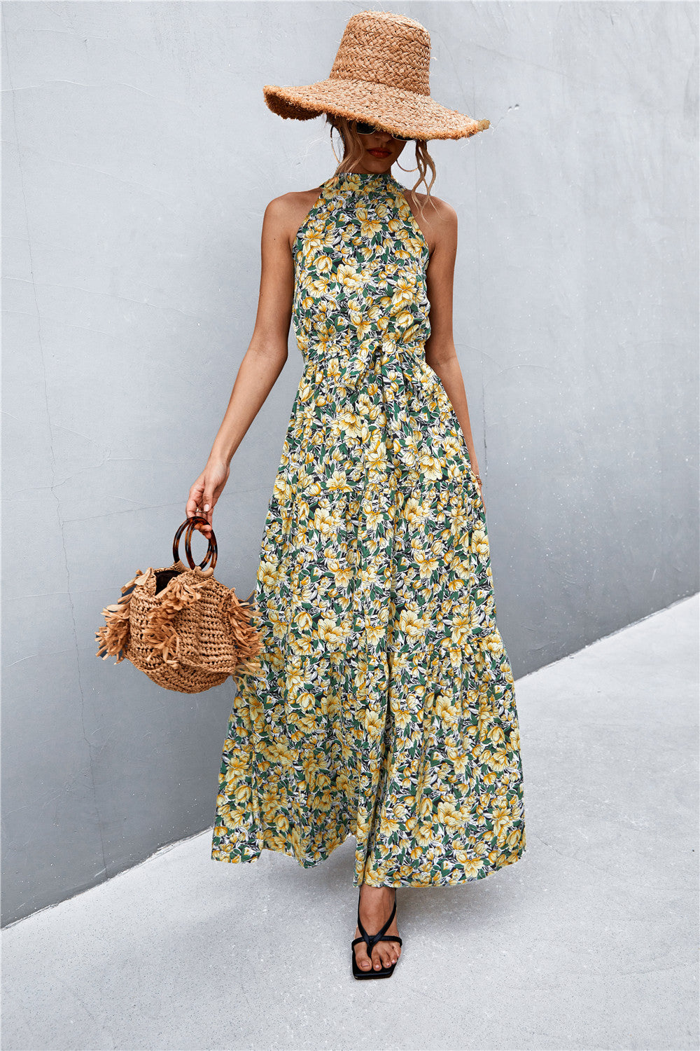 Printed Sleeveless Tie Waist Maxi Dress - Premium from Momma Done Gone Crafty- Just $45.99! Shop now at Momma Done Gone Crafty