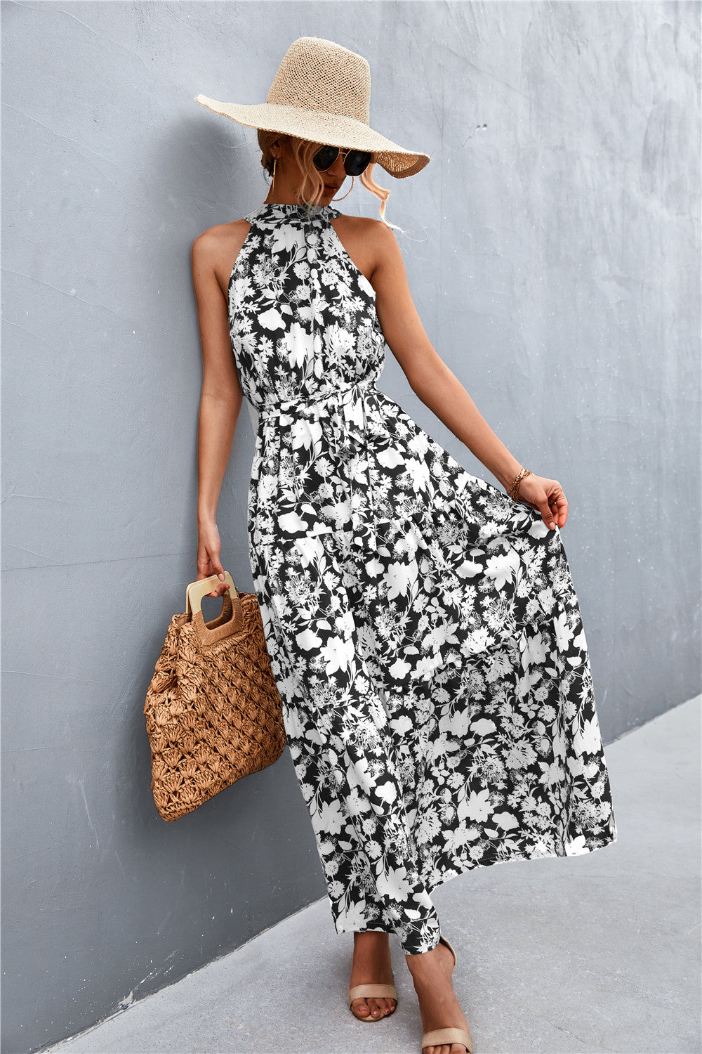 Printed Sleeveless Tie Waist Maxi Dress - Premium from Momma Done Gone Crafty- Just $45.99! Shop now at Momma Done Gone Crafty