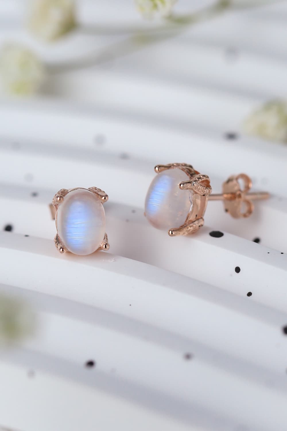High Quality Natural Moonstone 925 Sterling Silver Stud Earrings - Premium from Momma Done Gone Crafty- Just $51.99! Shop now at Momma Done Gone Crafty