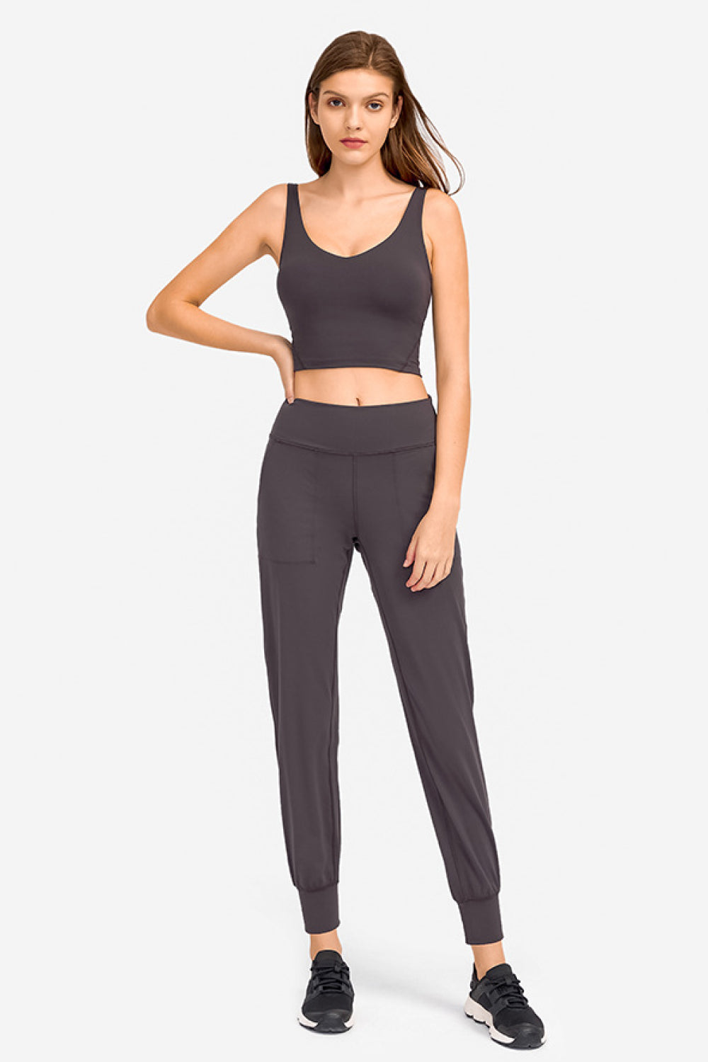 Deep V-Neck Crop Sports Bra - Premium from Momma Done Gone Crafty- Just $25.99! Shop now at Momma Done Gone Crafty