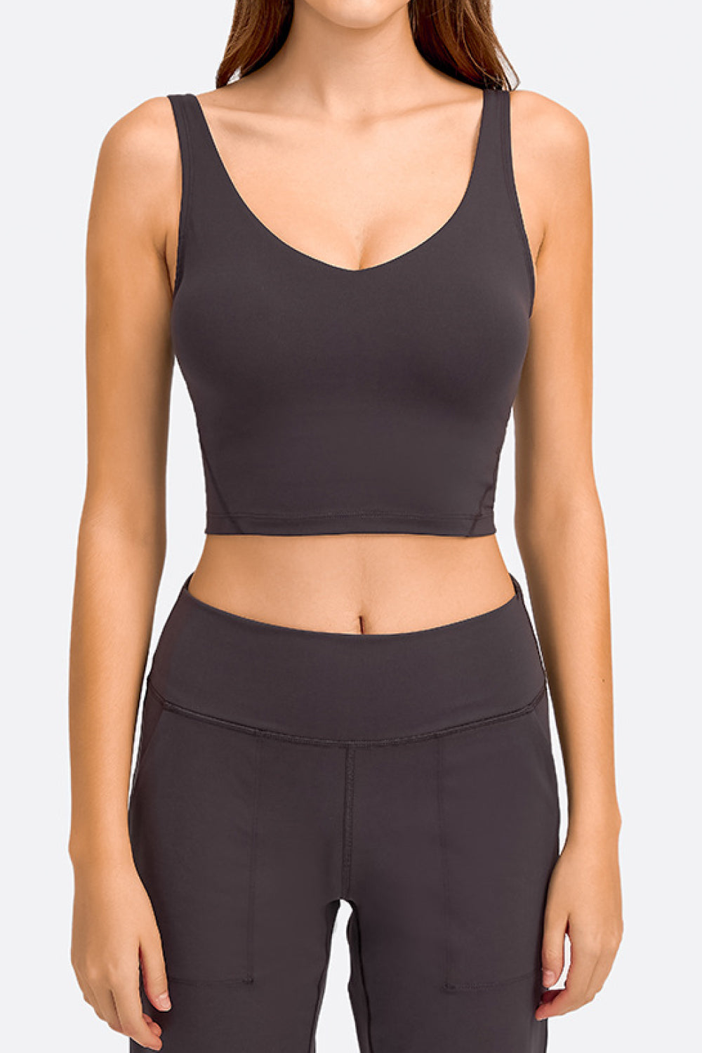 Deep V-Neck Crop Sports Bra - Premium from Momma Done Gone Crafty- Just $25.99! Shop now at Momma Done Gone Crafty