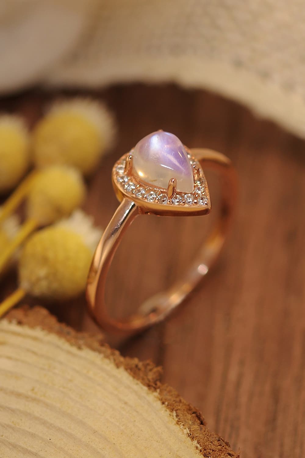 Moonstone Teardrop 925 Sterling Silver Halo Ring - Premium from Momma Done Gone Crafty- Just $55! Shop now at Momma Done Gone Crafty