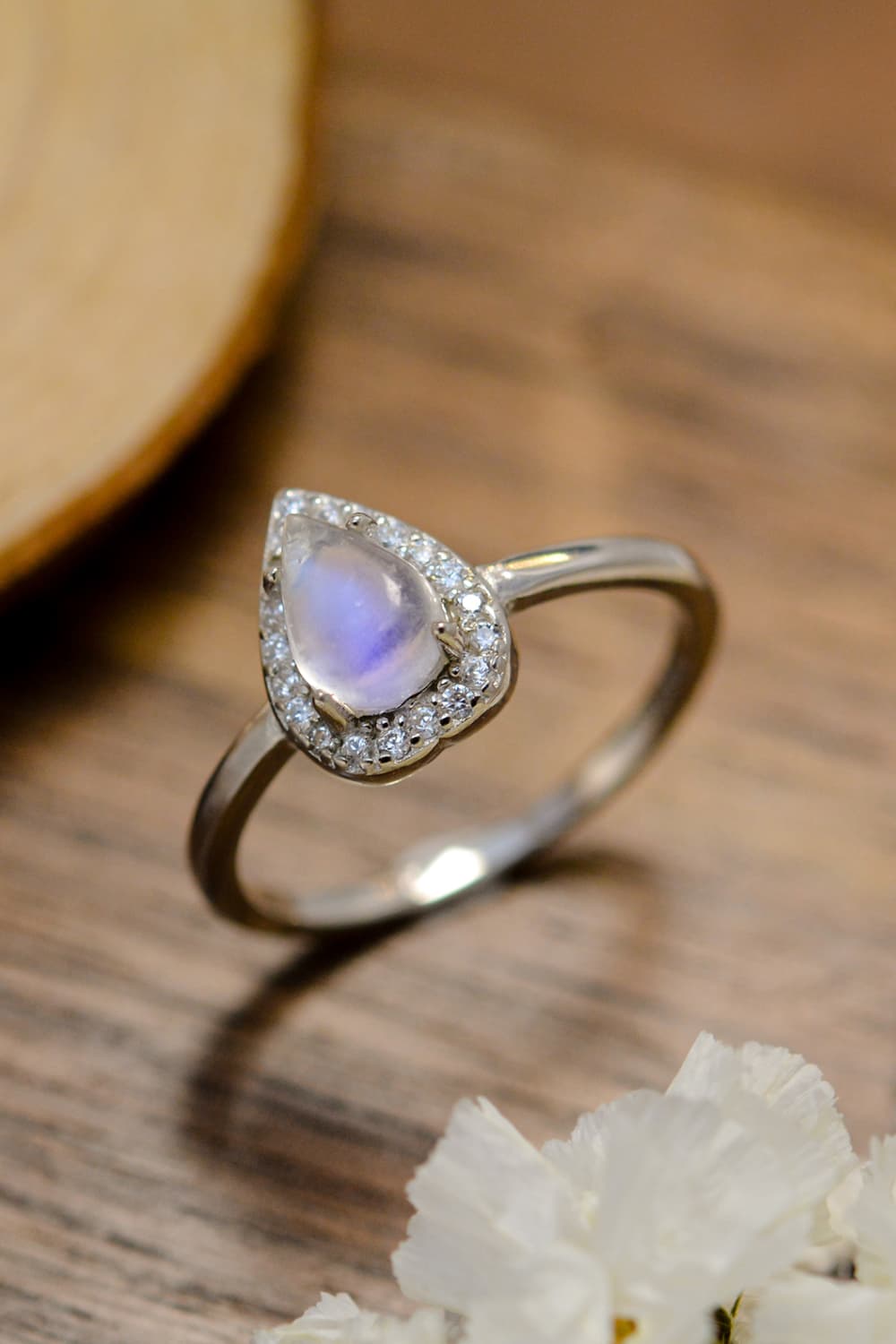 Moonstone Teardrop 925 Sterling Silver Halo Ring - Premium from Momma Done Gone Crafty- Just $55! Shop now at Momma Done Gone Crafty