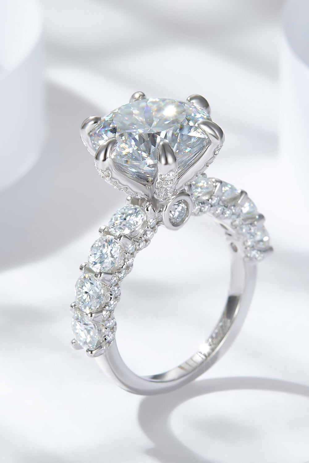 3-Carat Moissanite Platinum-Plated Side Stone Ring - Premium from Momma Done Gone Crafty- Just $261.99! Shop now at Momma Done Gone Crafty