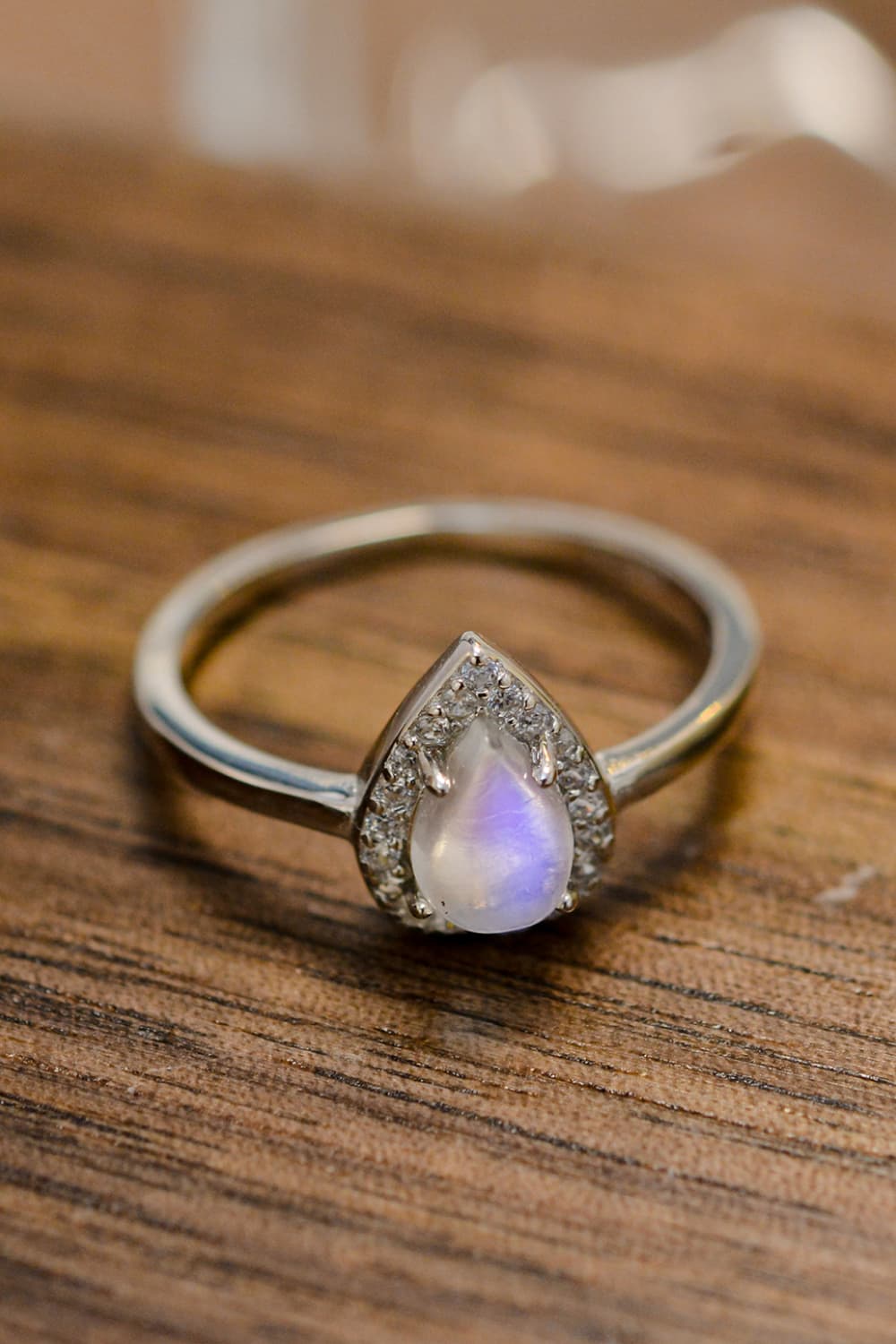 Moonstone Teardrop 925 Sterling Silver Halo Ring - Premium from Momma Done Gone Crafty- Just $55! Shop now at Momma Done Gone Crafty