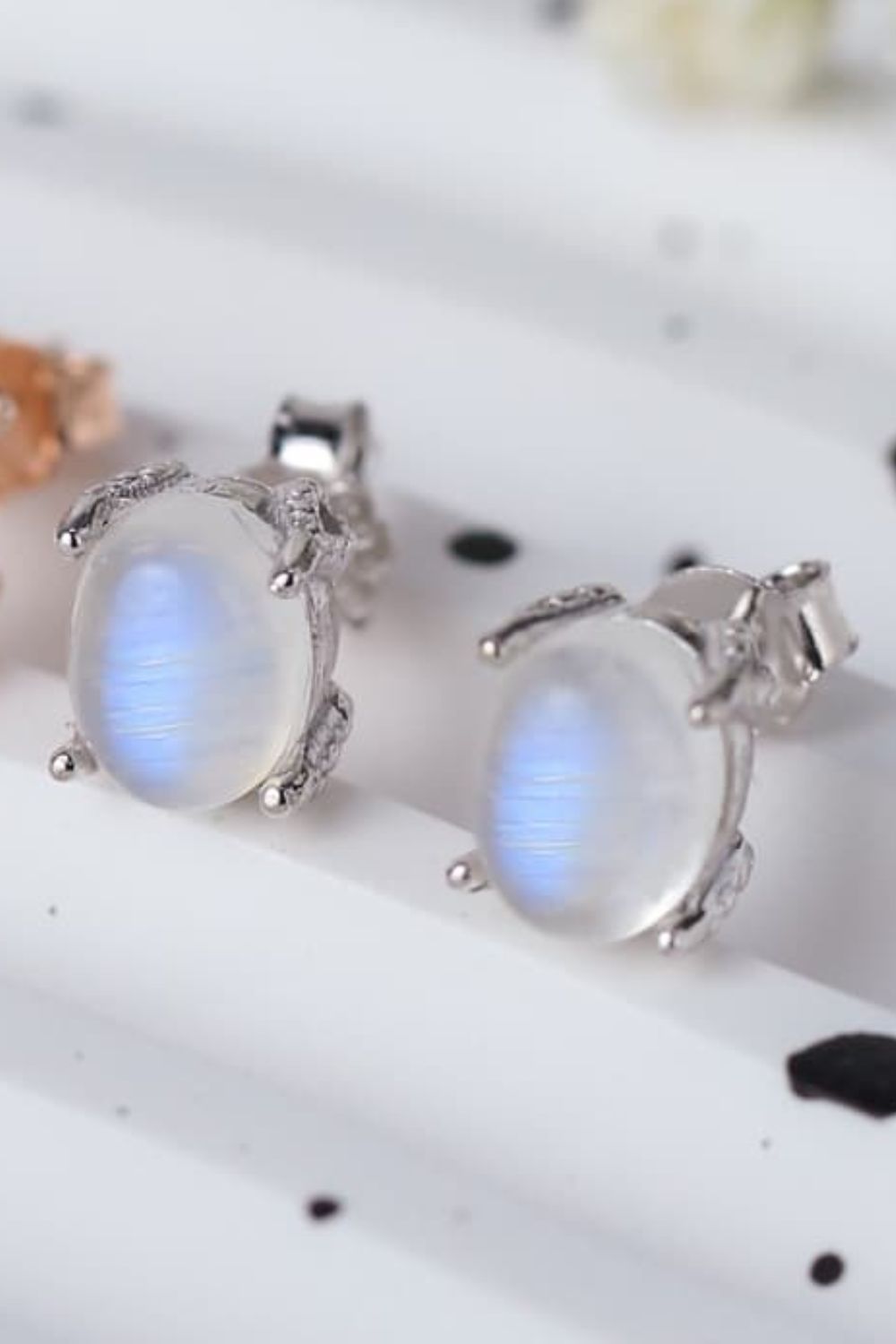 High Quality Natural Moonstone 925 Sterling Silver Stud Earrings - Premium from Momma Done Gone Crafty- Just $51.99! Shop now at Momma Done Gone Crafty