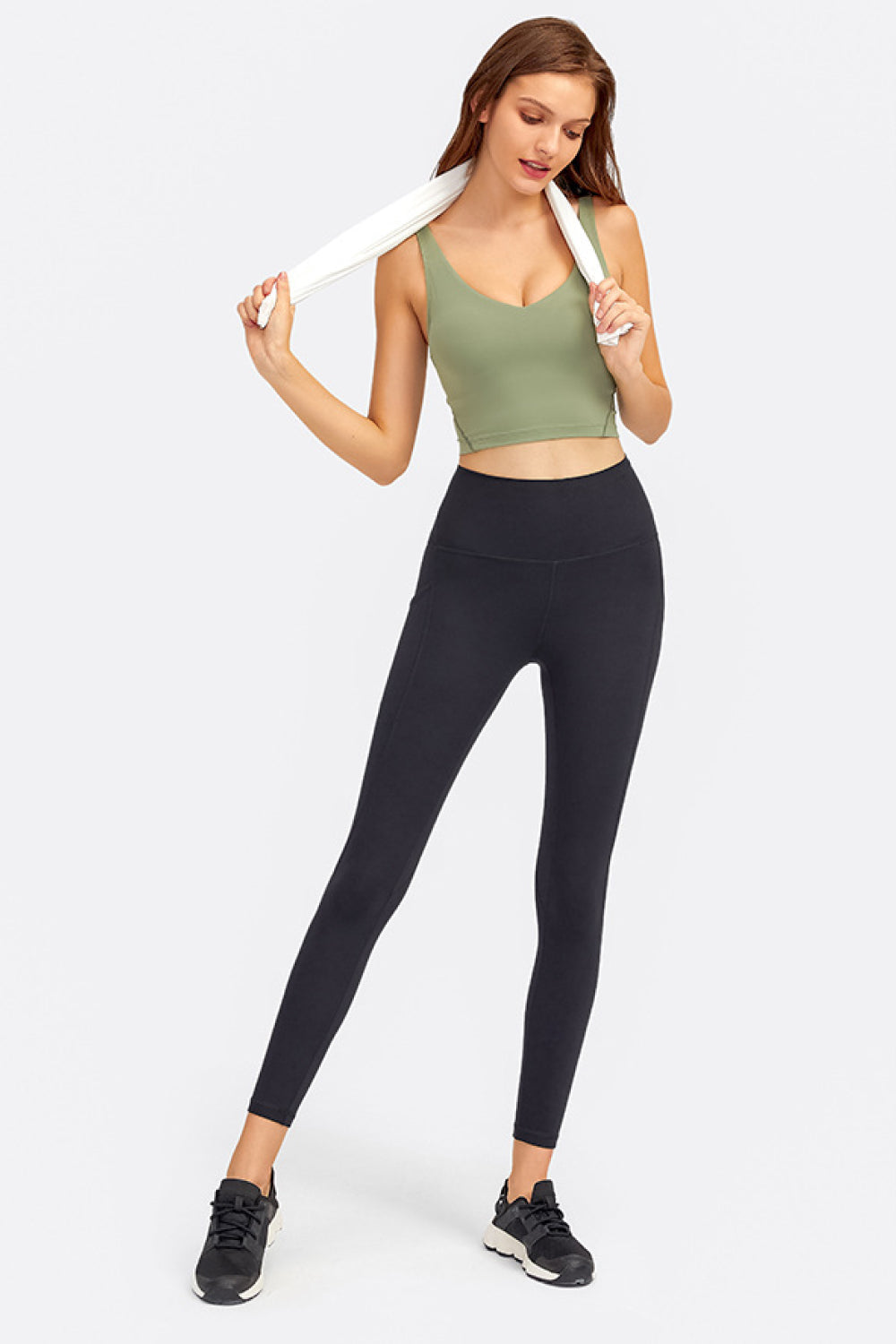 Deep V-Neck Crop Sports Bra - Premium from Momma Done Gone Crafty- Just $25.99! Shop now at Momma Done Gone Crafty