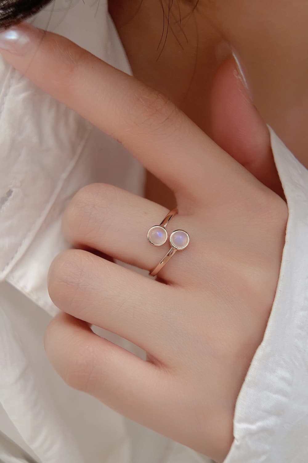 High Quality Natural Moonstone 925 Sterling Silver Toi Et Moi Ring - Premium from Momma Done Gone Crafty- Just $45.99! Shop now at Momma Done Gone Crafty