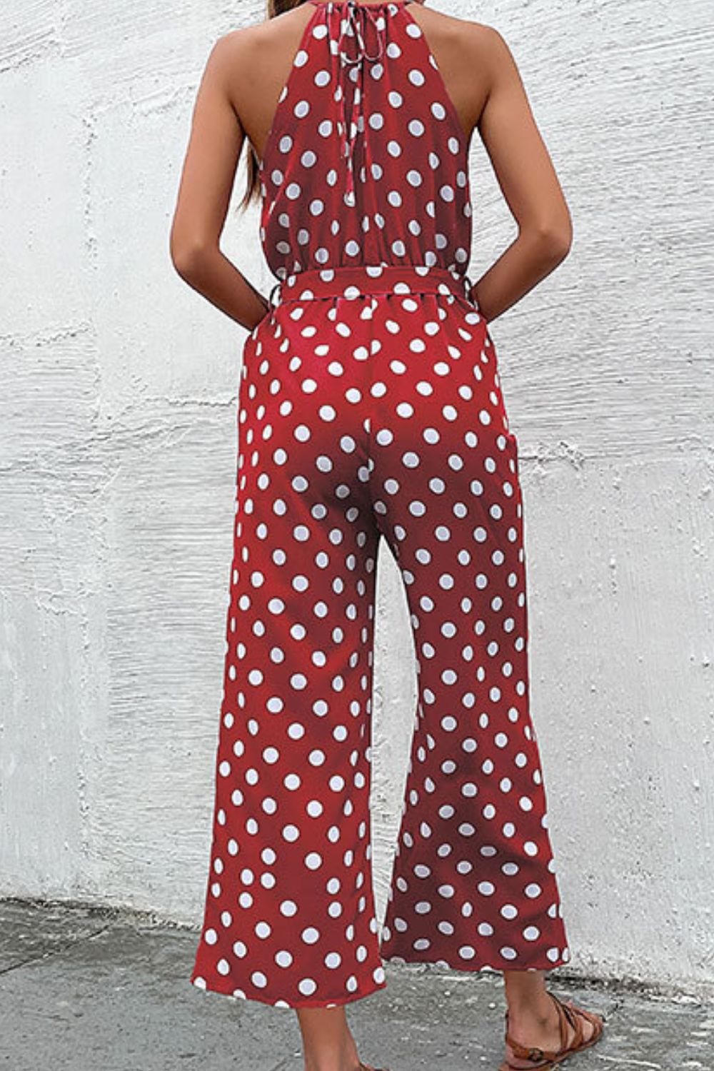 Polka Dot Grecian Wide Leg Jumpsuit - Premium from Momma Done Gone Crafty- Just $43.99! Shop now at Momma Done Gone Crafty