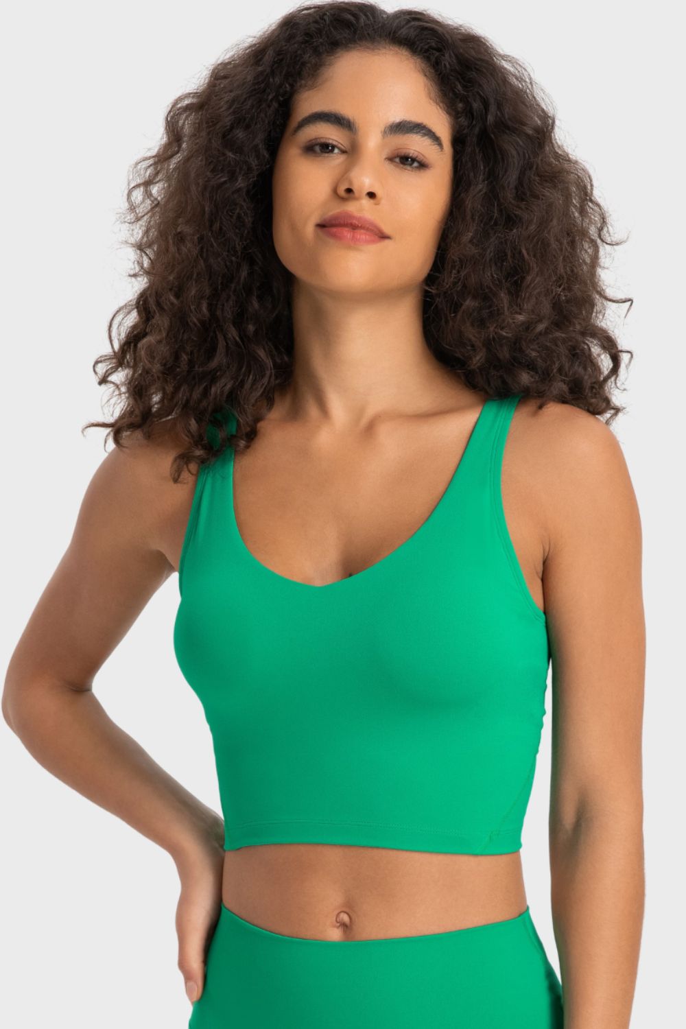 Deep V-Neck Crop Sports Bra - Premium from Momma Done Gone Crafty- Just $29.99! Shop now at Momma Done Gone Crafty