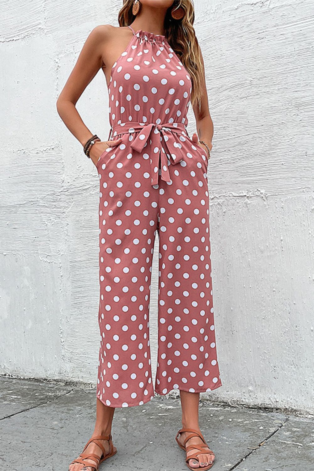 Polka Dot Grecian Wide Leg Jumpsuit - Premium from Momma Done Gone Crafty- Just $43.99! Shop now at Momma Done Gone Crafty