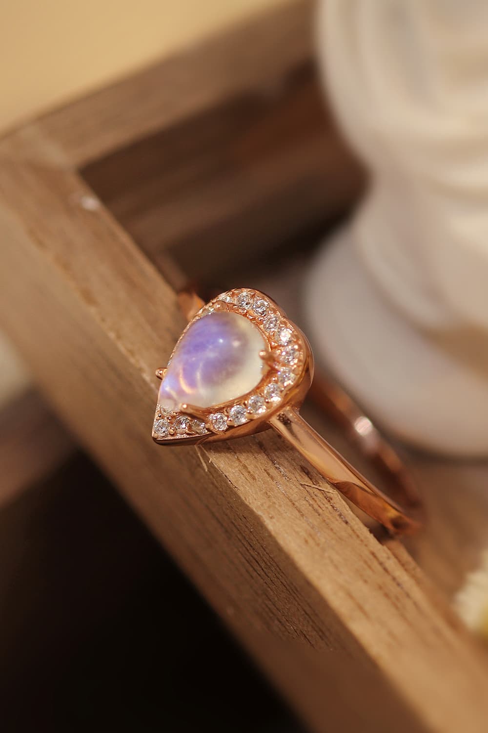 Moonstone Teardrop 925 Sterling Silver Halo Ring - Premium from Momma Done Gone Crafty- Just $55! Shop now at Momma Done Gone Crafty