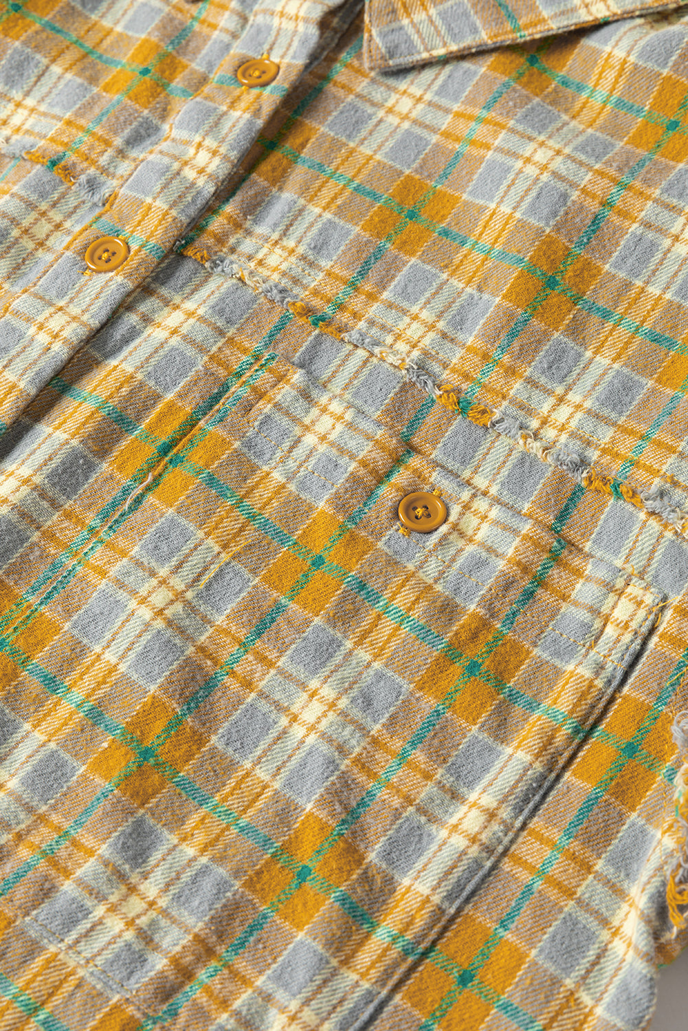 Ginger Plaid Embroidery Patch Button-Down Shacket - Premium Outerwear from Momma Done Gone Crafty- Just $49.65! Shop now at Momma Done Gone Crafty