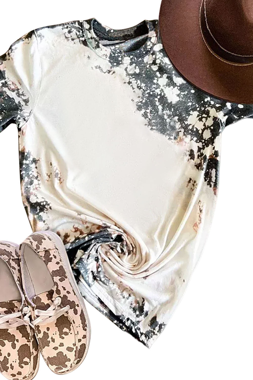 Gray Western Fashion Dyed Bleached T Shirt - Premium Tops from Momma Done Gone Crafty- Just $40.20! Shop now at Momma Done Gone Crafty