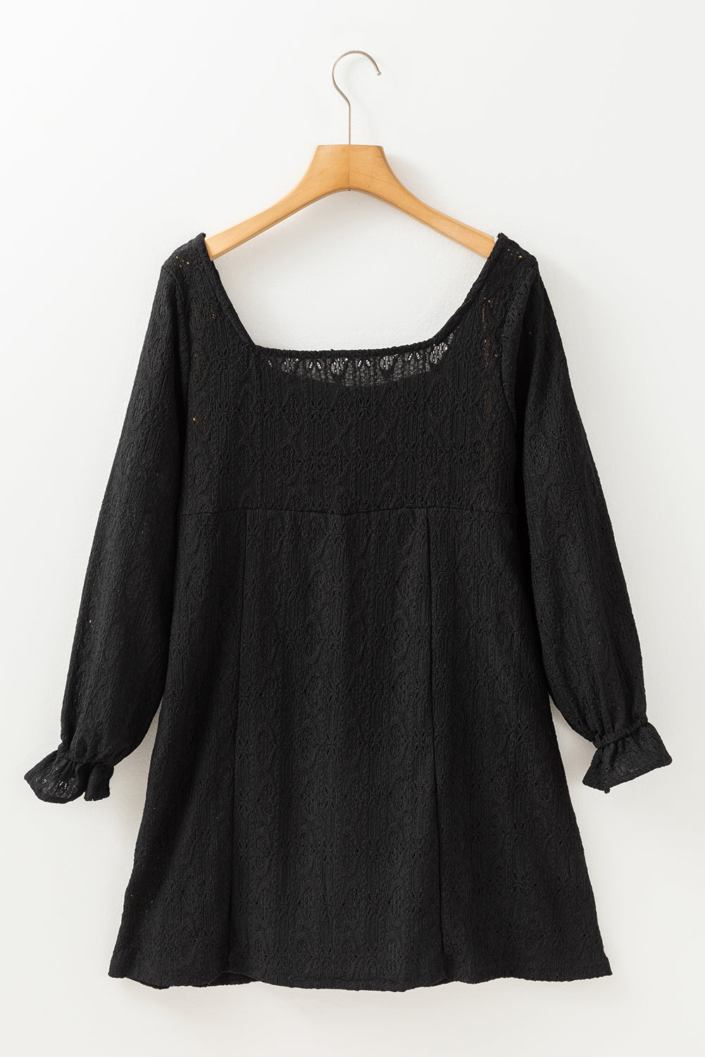 Black Lace Crochet Buttoned Square Neck Shift Mini Dress - Premium Dresses/Mini Dresses from Momma Done Gone Crafty- Just $44! Shop now at Momma Done Gone Crafty