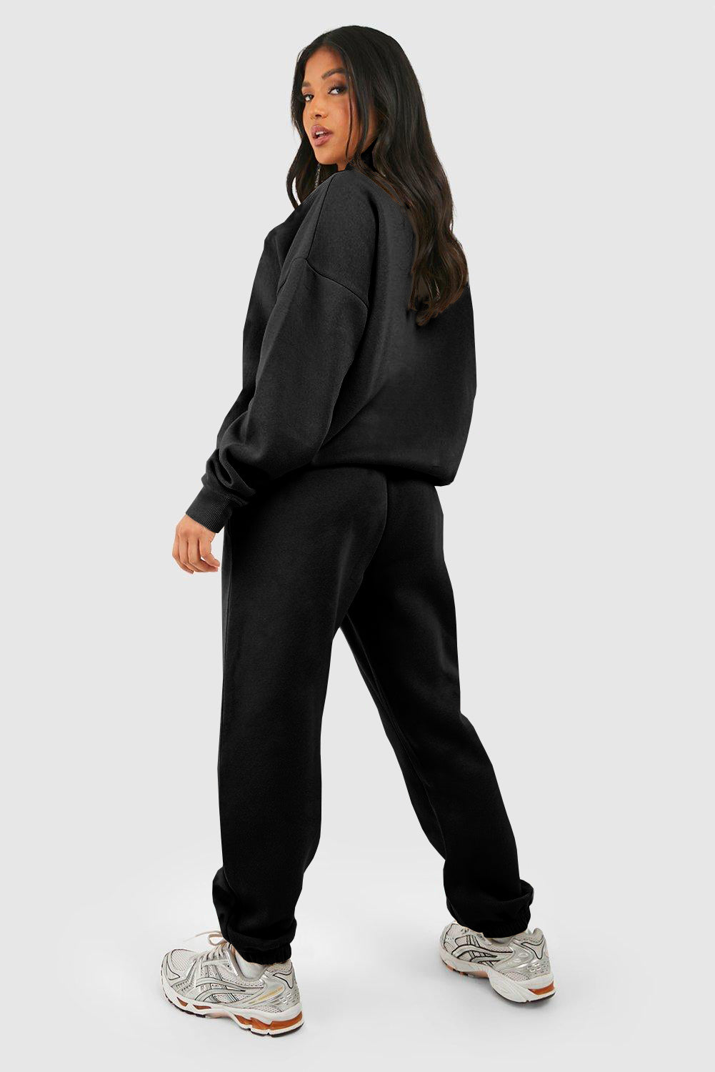 Black Plain Half Zip V Neck Ribbed Edge Loose Tracksuit - Premium Activewear/Activewear Sets from Ashes 2 Wildflowers Boutique, LLC- Just $47.70! Shop now at Ashes 2 Wildflowers Boutique, LLC